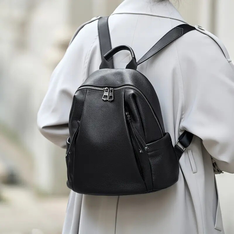 2025 New Stylish Women'S Backpack Made of Genuine Leather, Large Capacity for Commuting And Travel.