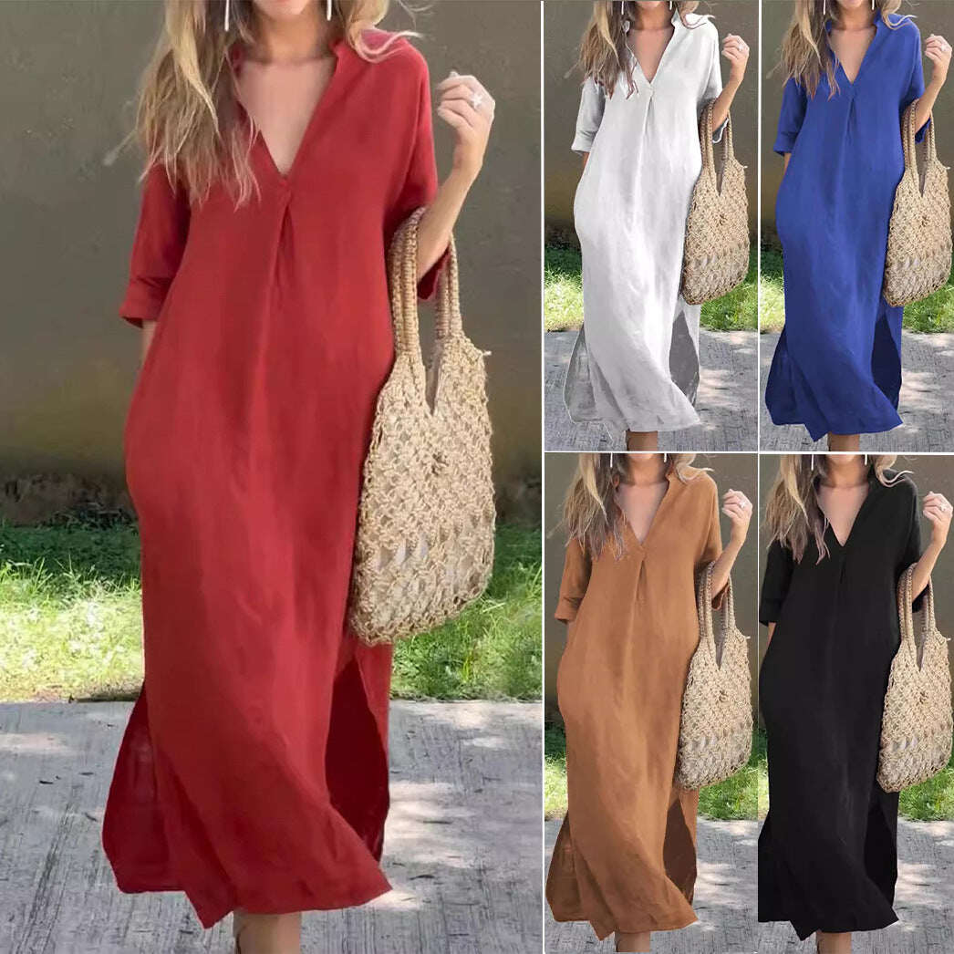 🌸Elegantna haljina s V izrezom i prorezom🍃