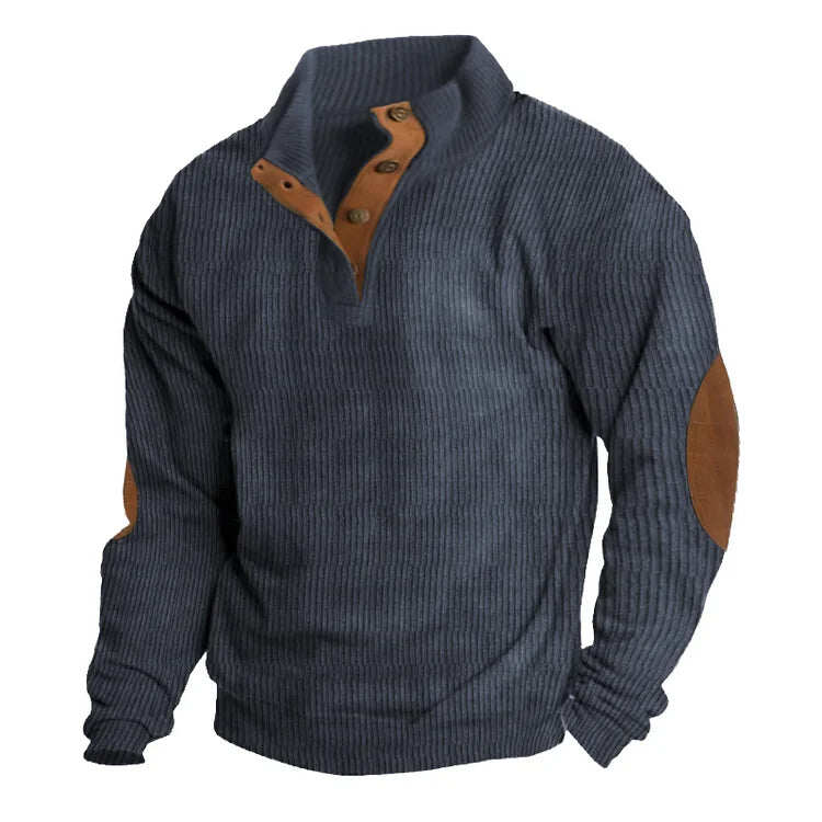 Męska bluza outdoorowa z długim rękawem i kołnierzykiem
