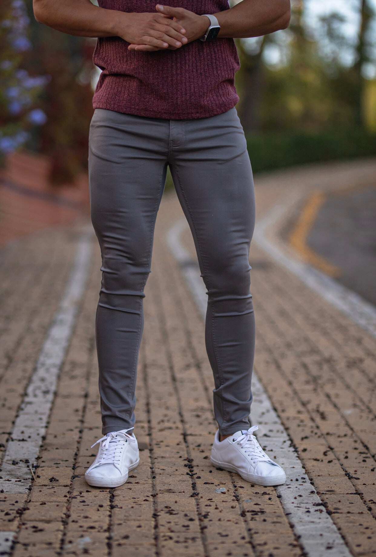 Slim Stretch Slate Grey Sateen Trousers - FSH521