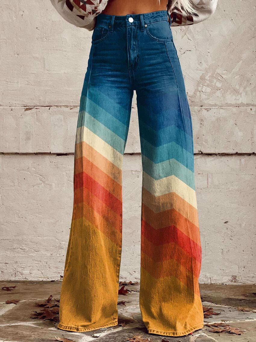 Monica | Calças De Perna Larga Chevron Retro
