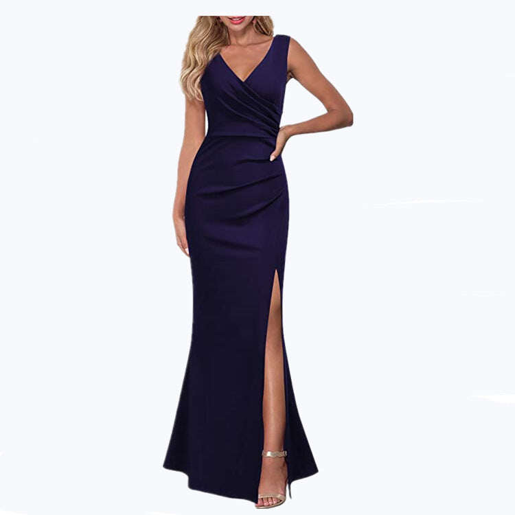 vestido feminino longo e emagrecedor com suspensórios