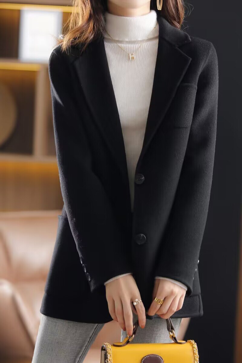 2023 NOVO CASACO DE LÃ FEMININO CASACO DE LÃ CURTO