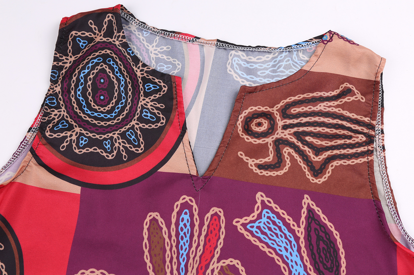 2022 Нова лятна макси рокля с винтидж печат, памучна рокля без ръкави