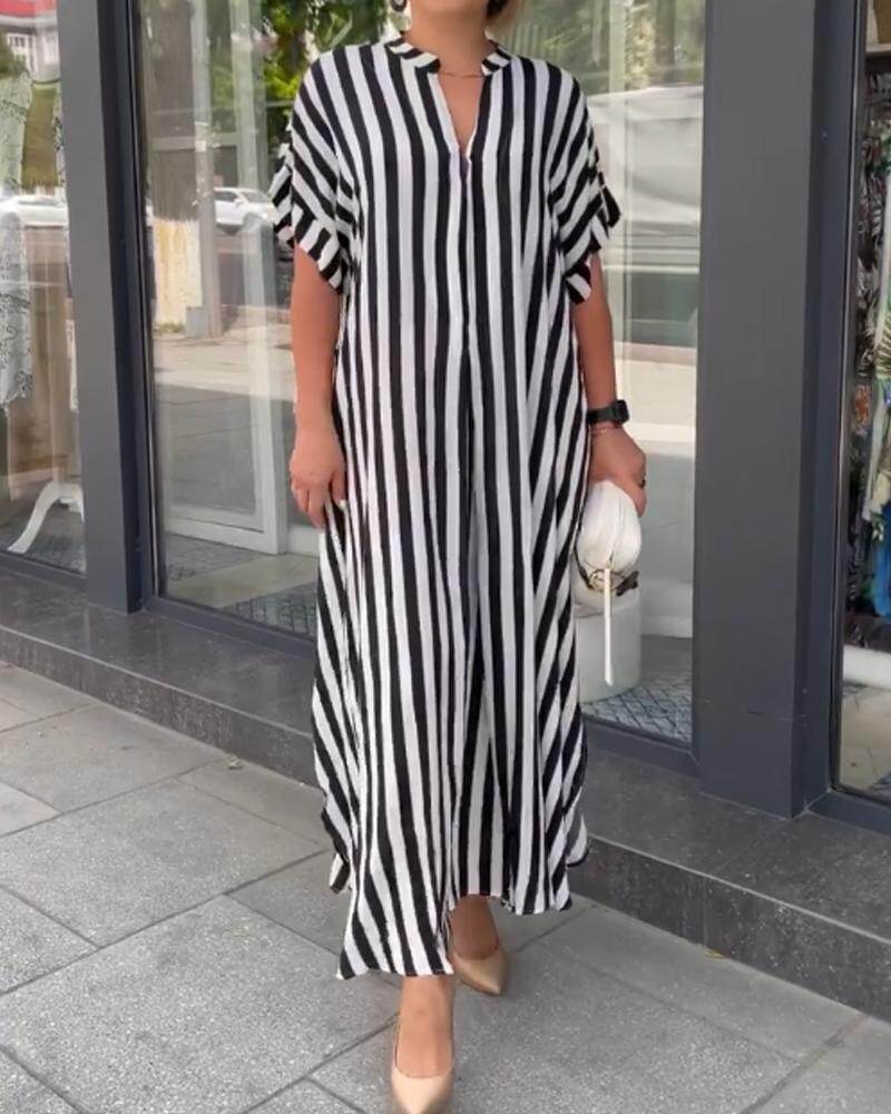 Vestido clássico de camisa às riscas