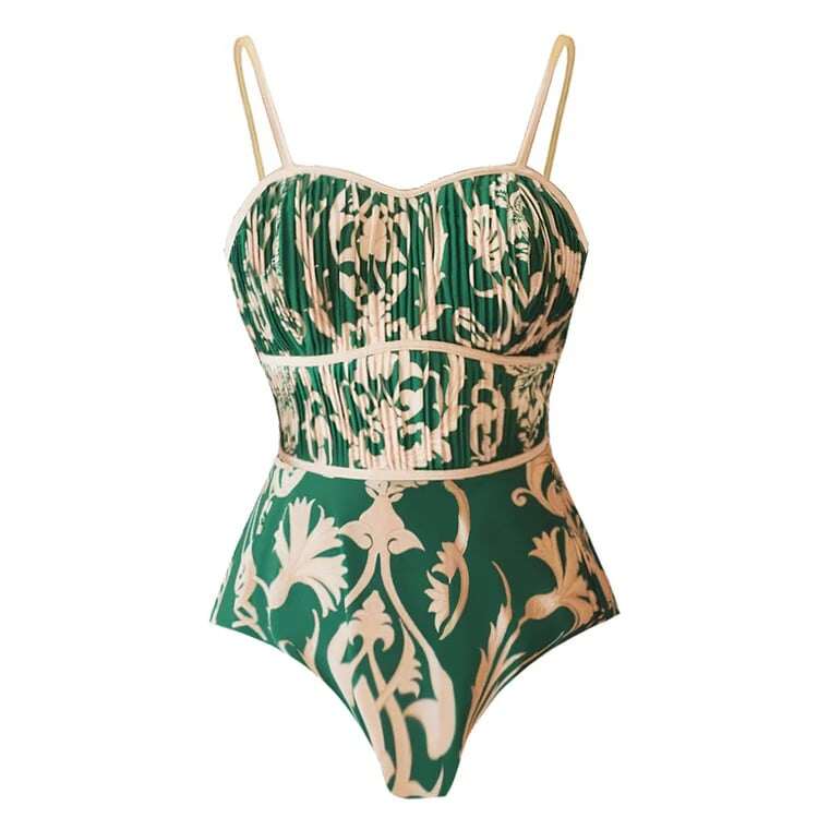 Floral Print Flared Skirt Swimsuit Set New
