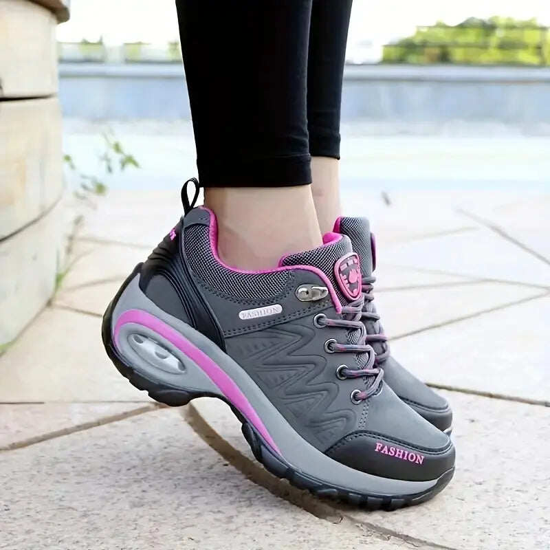 【35-42】2024 Nova almofada de ar feminina com aumento de altura sapatos casuais sola macia