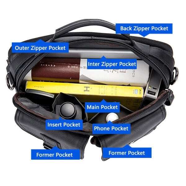 Torba na ramię z prawdziwej skóry dla mężczyzn Business Messenger Bag