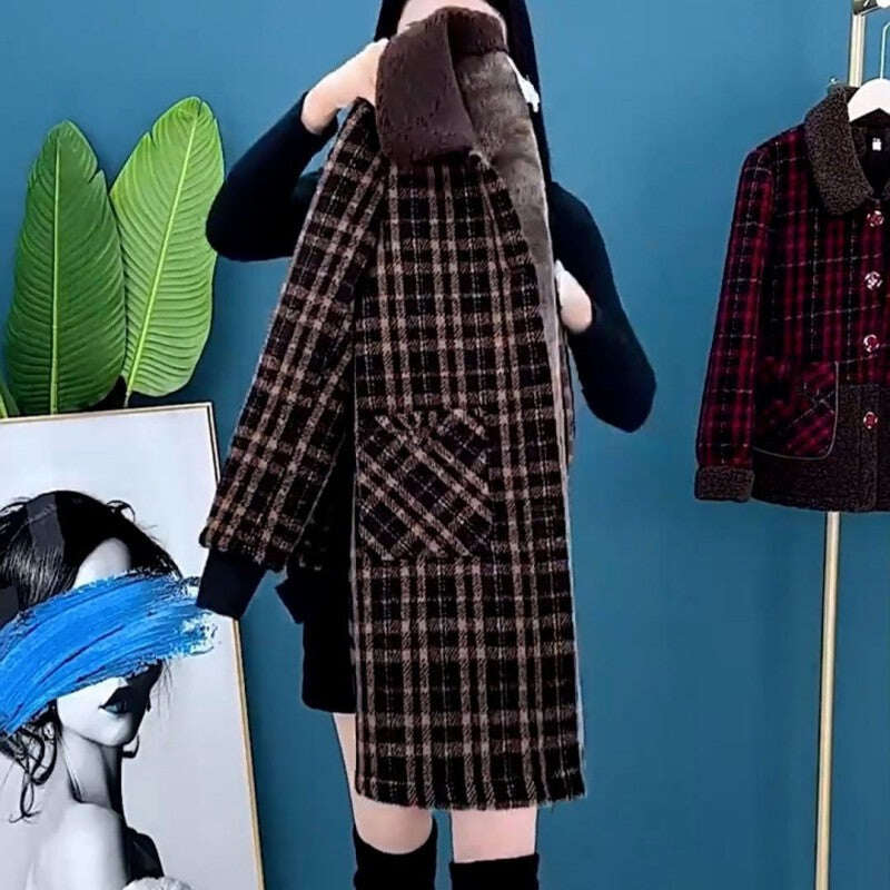 🎁Melhor presente para mulheres💖✨Casaco grosso de pelúcia de comprimento médio para mulheres