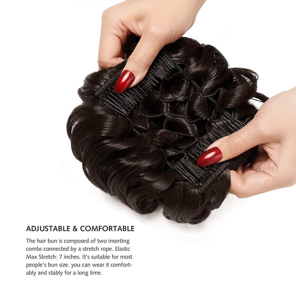 Extensão de coque de cabelo curto e encaracolado