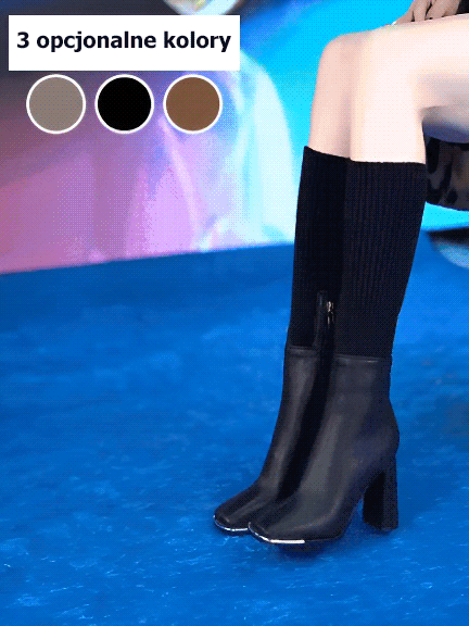 Botas elásticas femininas estilo britânico com dois pares de meias