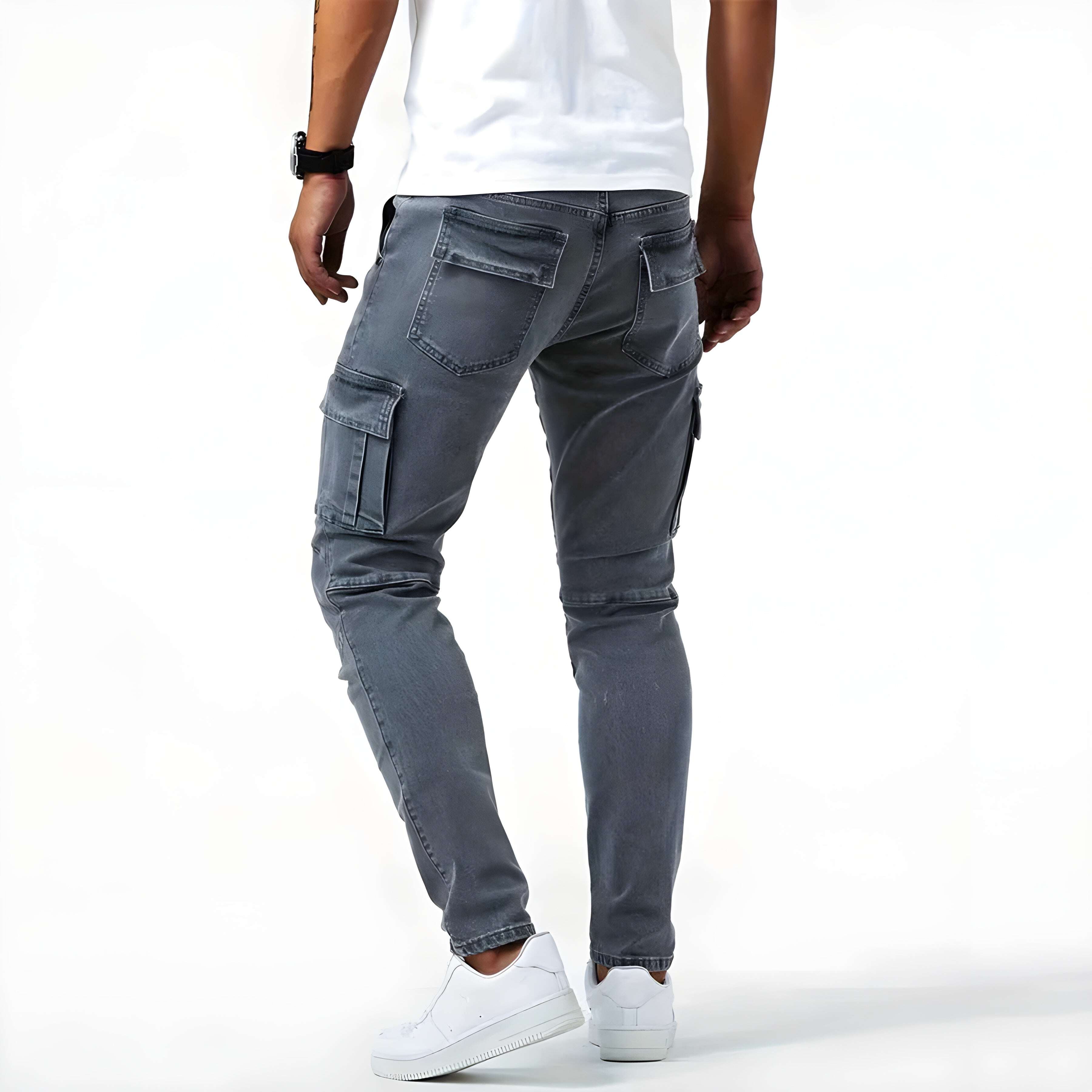 Calça cargo jeans elástica