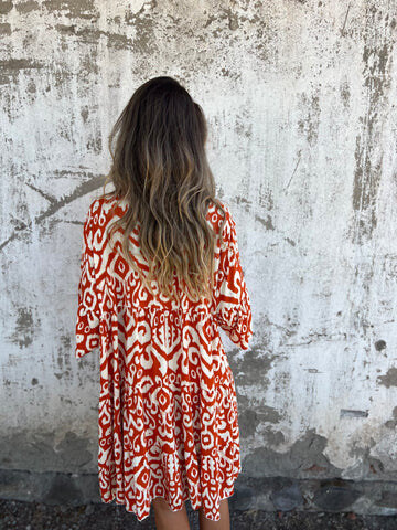💖Limited Sale 48% OFF💖Printed V-Neck Dress with 3/4 Sleeves