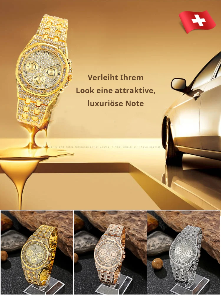 Мъжки ръчен часовник Rotary с изцяло диамантена стоманена гривна