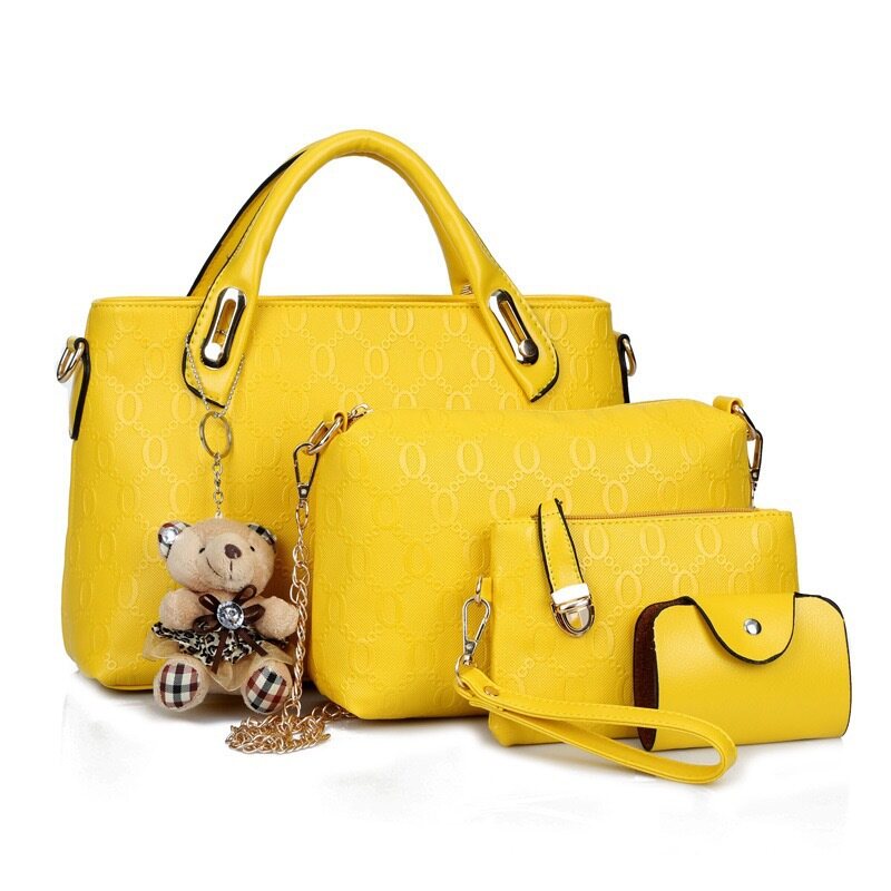 Bolsa elegante de quatro peças com charme de urso