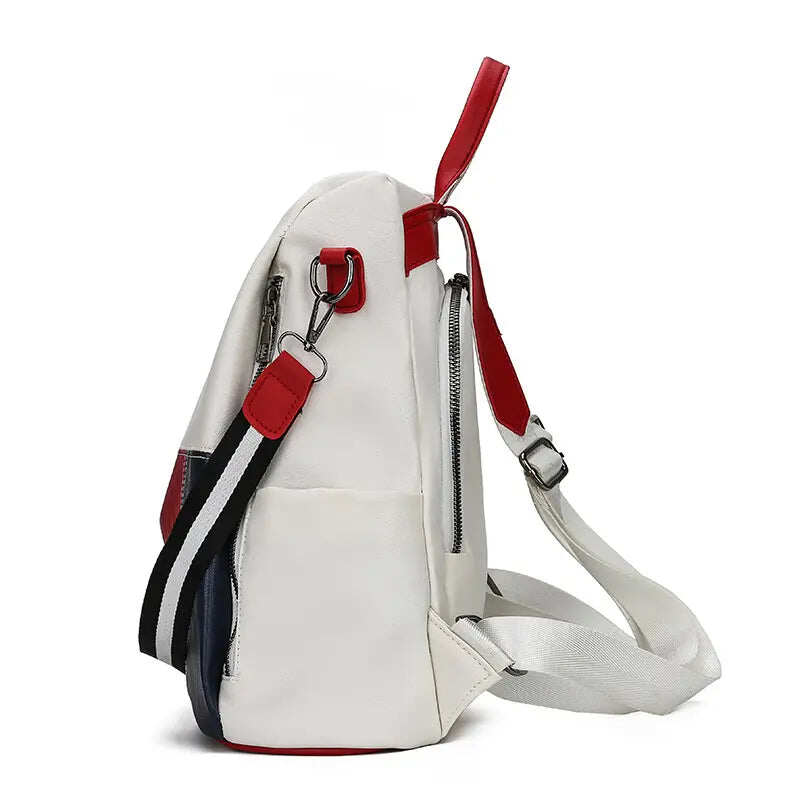 Mochila anti-roubo de cor macia de couro na moda nova primavera com grande capacidade