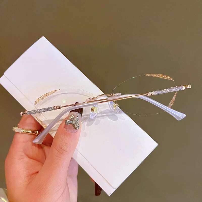 ÓCULOS FEMININOS SEM ARO DIAMANTE ANTI-LUZ AZUL PARA PRESBIOPIA