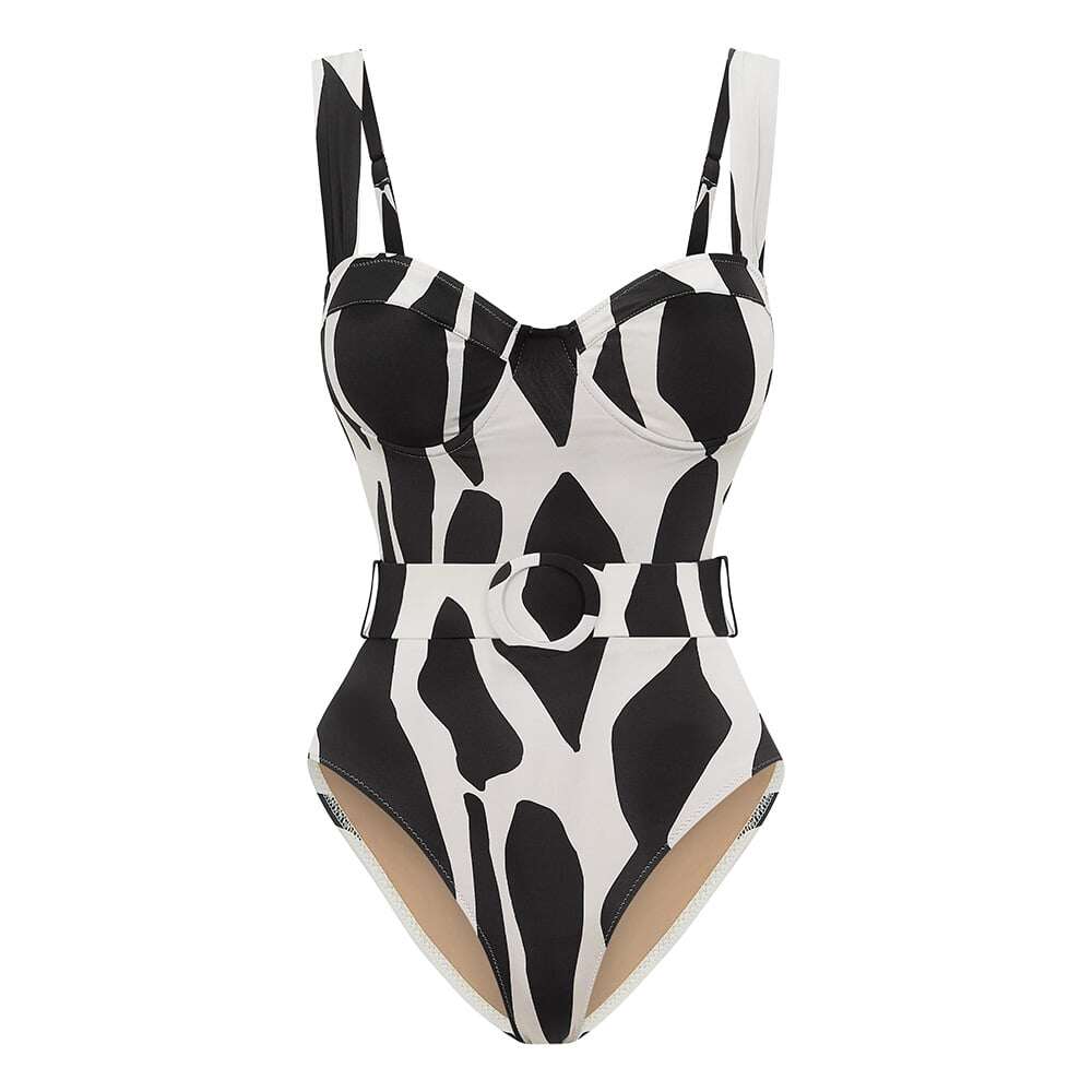 💕 New Loop Buckle Print Two Piece Swimsuit Set