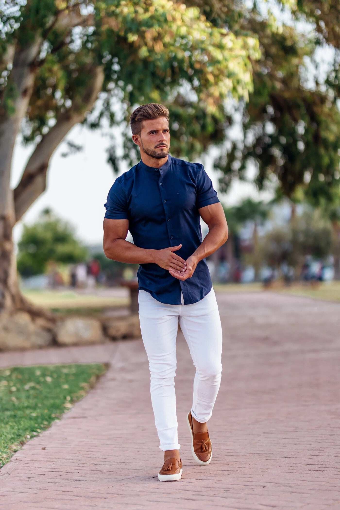 Father Sons Slim Stretch White Sateen Trousers - FSH529 (PRE ORDER 9TH AUGUST)