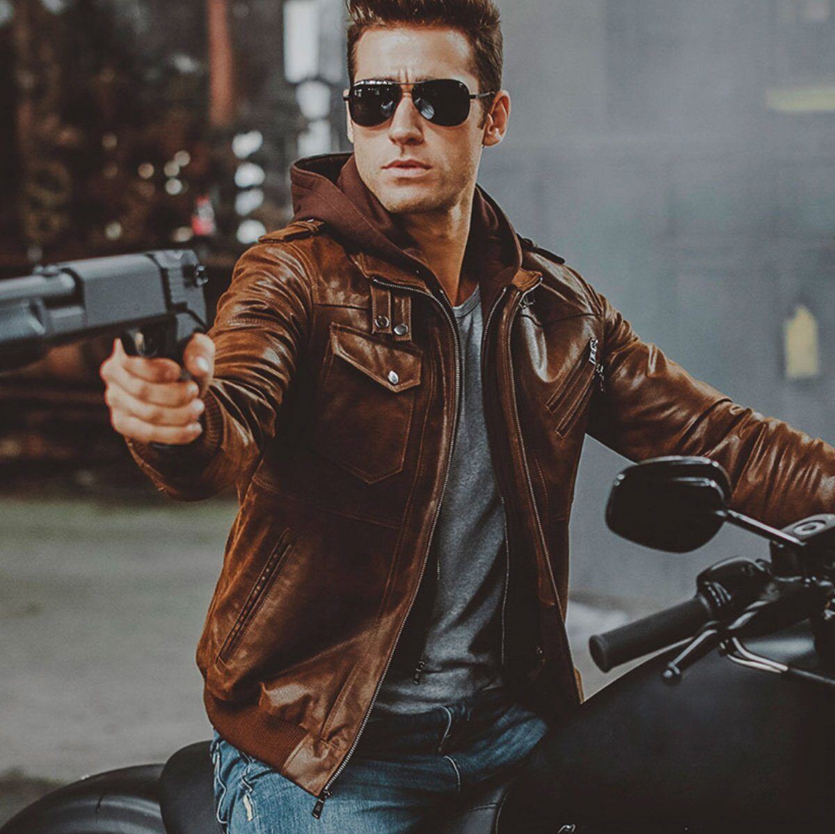 Denzell Outwear Jaqueta de couro Tornado