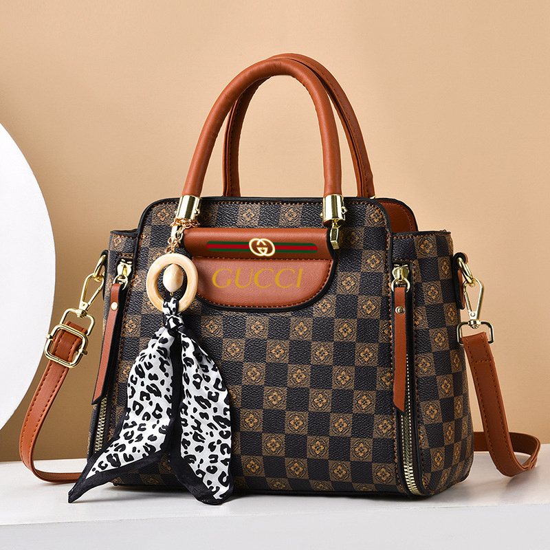 2024 nova bolsa de couro em cor contrastante da moda