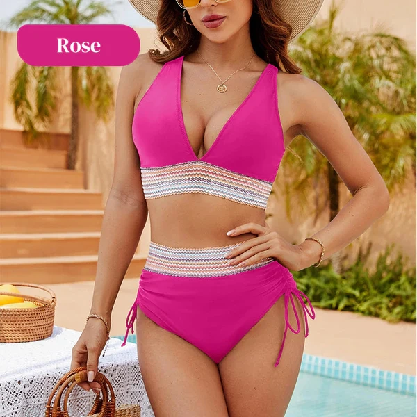 【Buy One Get One Free】💃Colorful High Waist Tummy Control Bikini Set