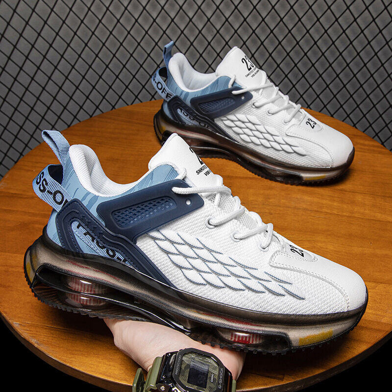 Sapatos de almofada de ar de verão de malha de escama de peixe, sapatos masculinos elegantes, sapatos esportivos casuais