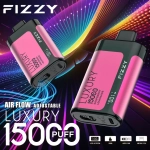 Fizzy Luxury 15000 Puffs LCD Screen Rechargeable Disposable Vapes Peach