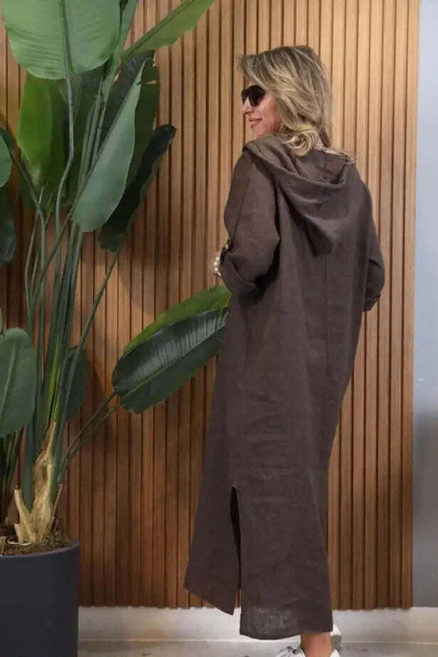 Vestido de linho importado com capuz