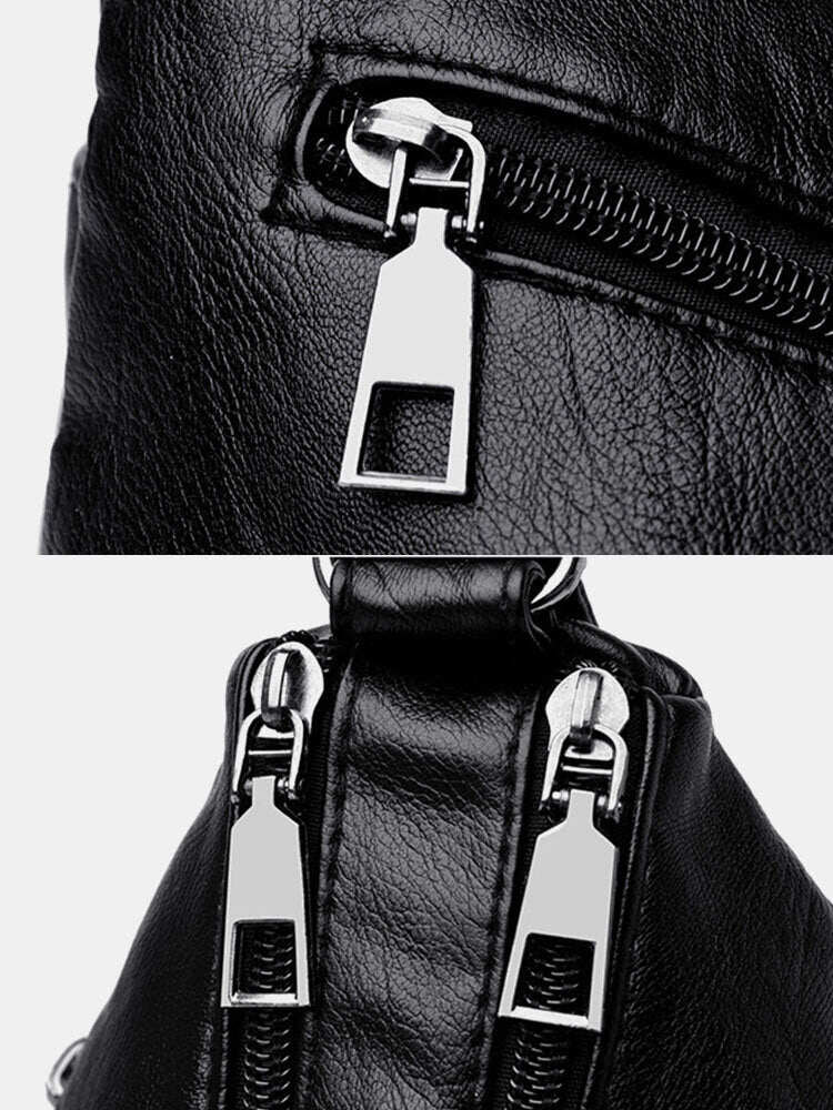 Bolsa de ombro feminina em couro PU com vários bolsos antirroubo