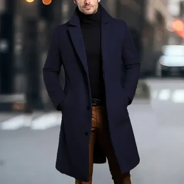 CASACO LONGO DE INVERNO MASCULINO, CASACO DUPLO EXTERIOR DIÁRIO