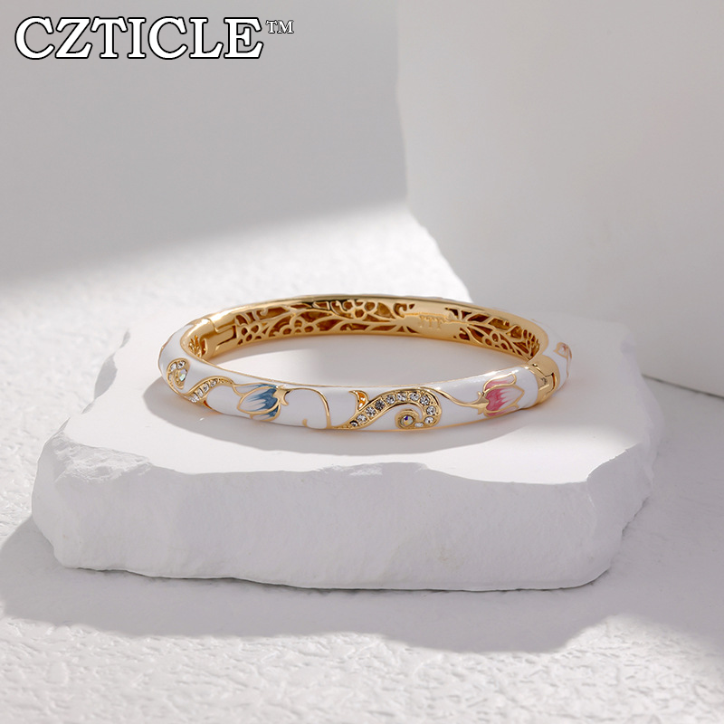 Pulseira magnética de esmalte Cloisonné de neodímio ouro titânio CZTICLE™