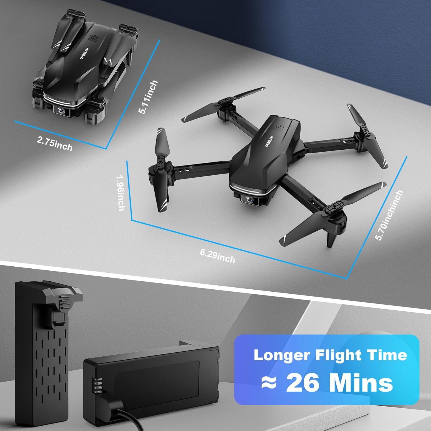 Drone com câmera 1080P HD FPV Drone dobrável para iniciantes e crianças, Quadcopter com controle de gestos de voz com estojo de transporte, decolagem/pouso com uma tecla, posicionamento de fluxo óptico, giro de 360°, voo de ponto de passagem