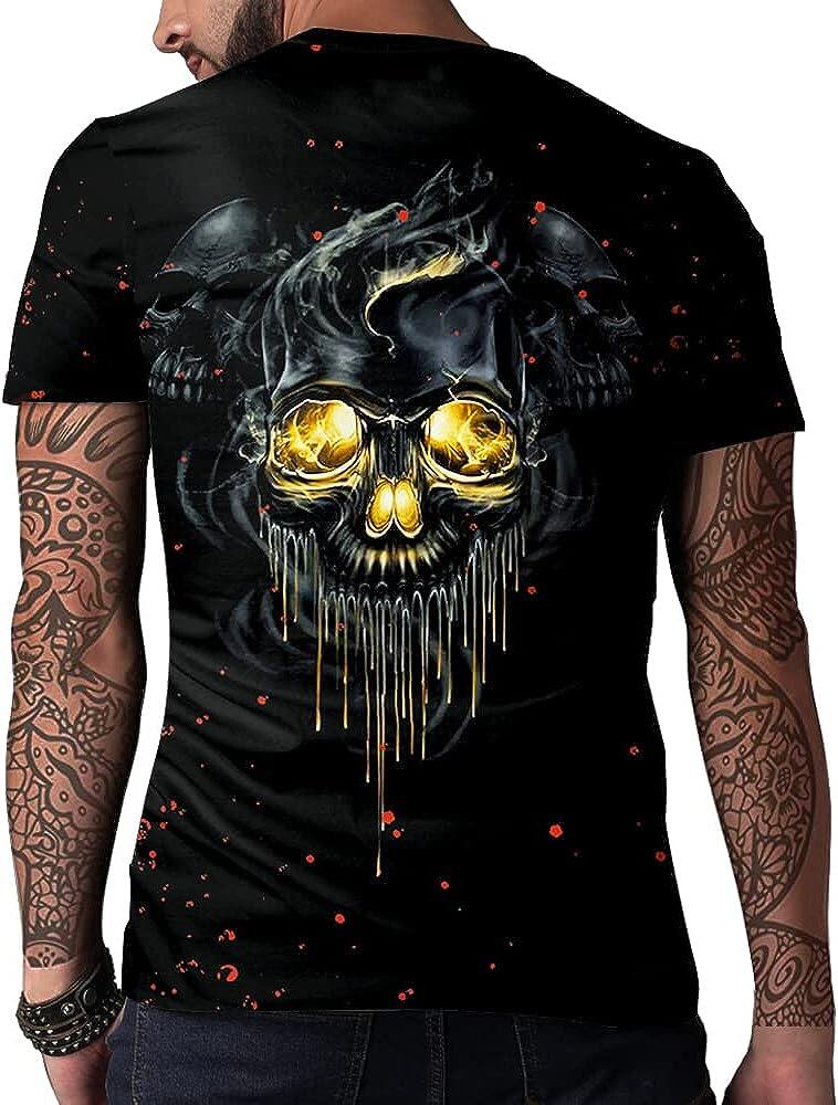 Men's 3D Print Skull T-Shirt 3D Creative Print Short Sleeve T-Shirt Casual Round Neck Novelty Street Fashion Tees Shirt