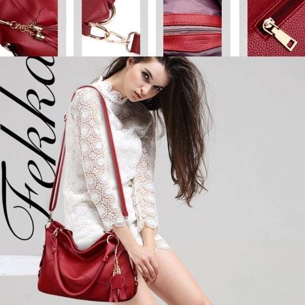 Nova bolsa de ombro de couro PU de grande capacidade