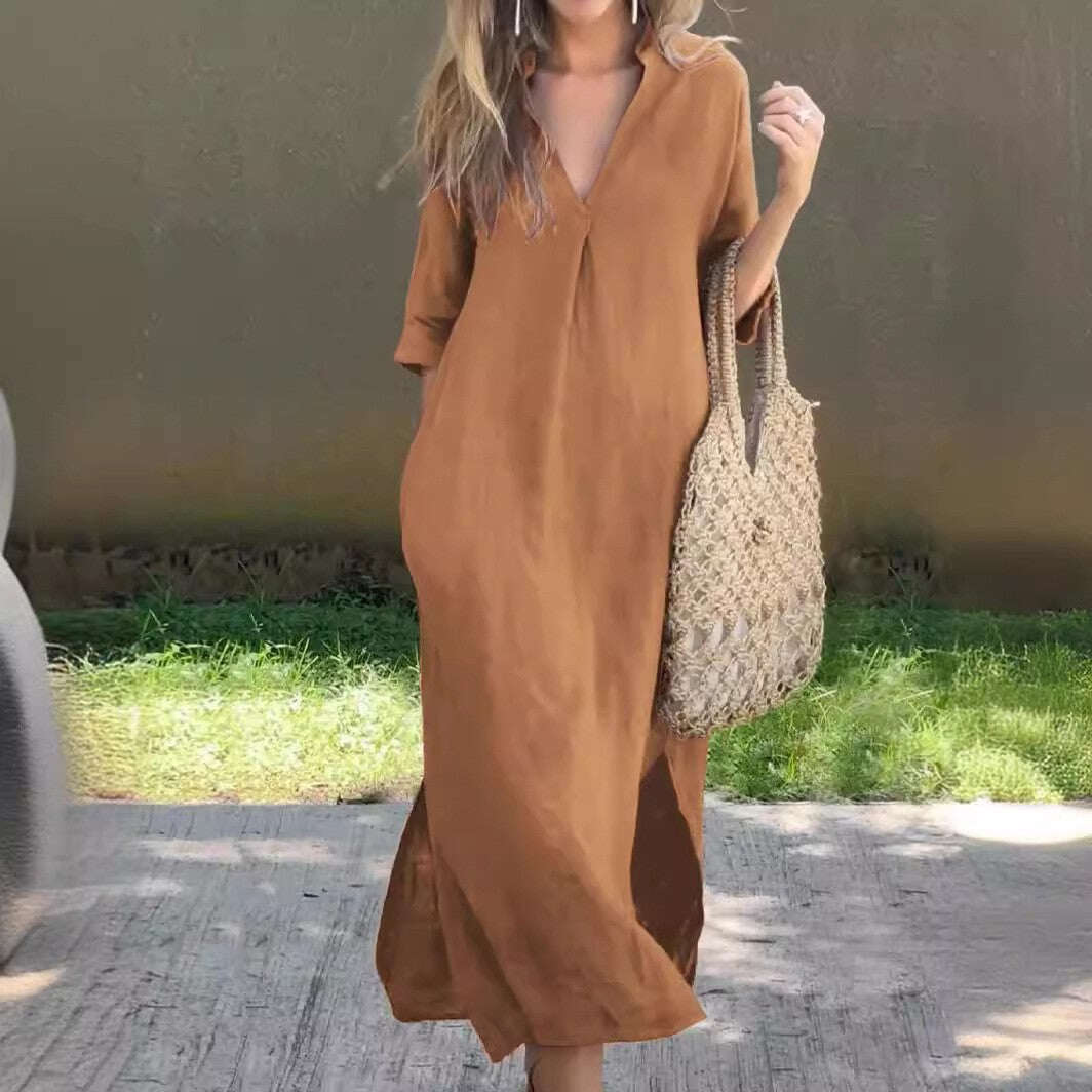 🌸Elegantna haljina s V izrezom i prorezom🍃
