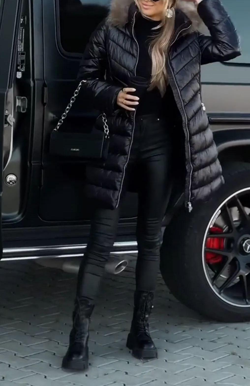 Luxurious Puffer Coats with Fur - Trimmed Hoods