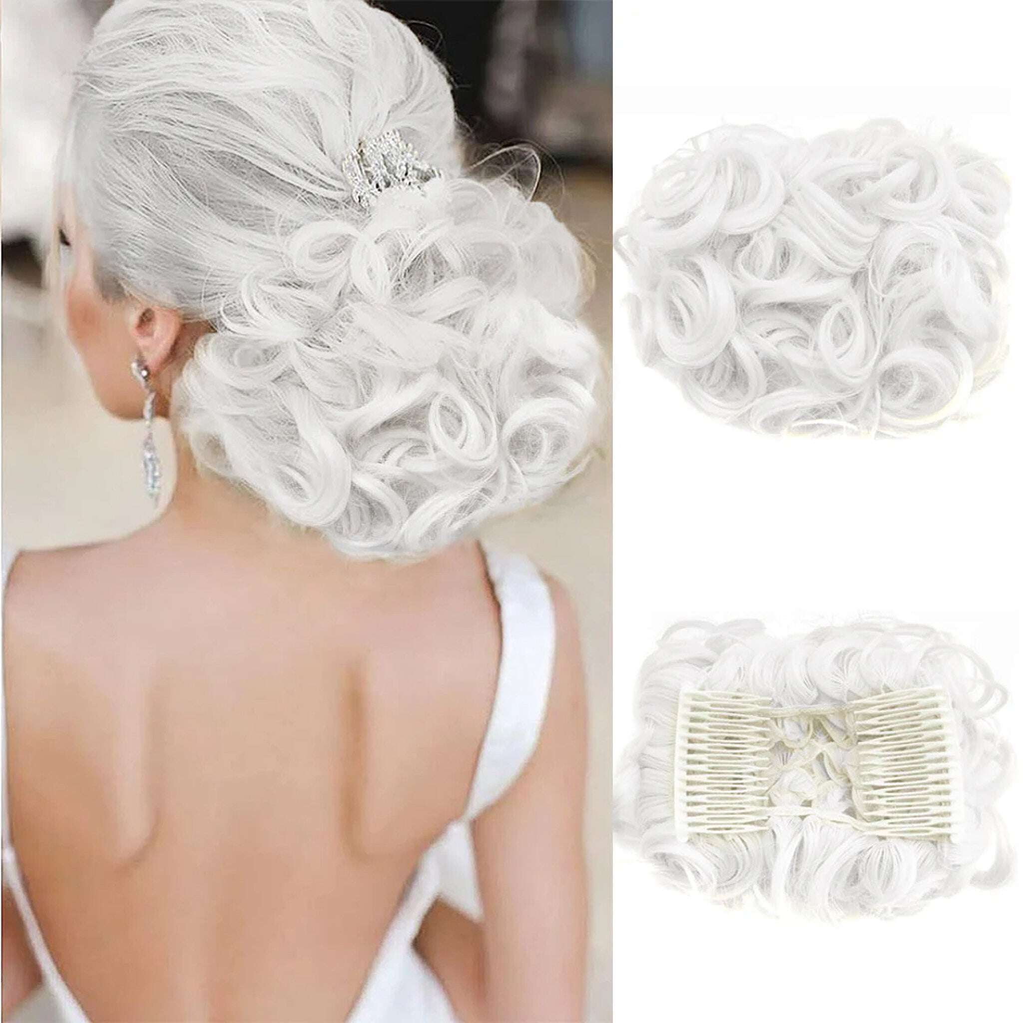 Extensão de coque de cabelo curto e encaracolado