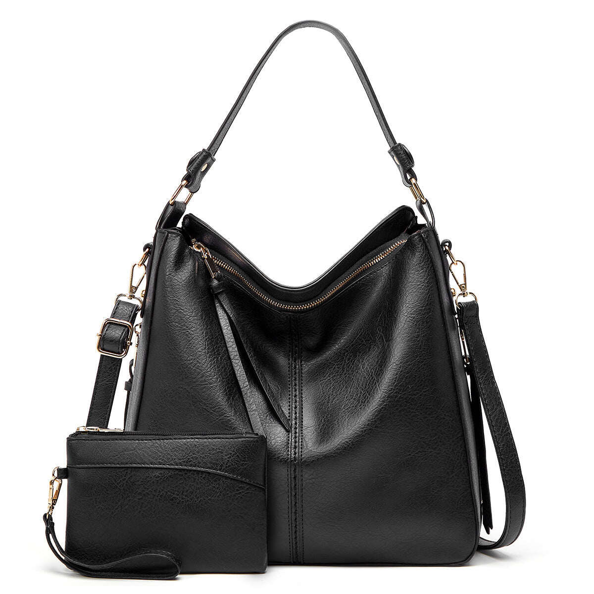 🔥Restam apenas 10 unidades🔥Bolsa tote antifurto de couro estilo Hobo de luxo + carteira