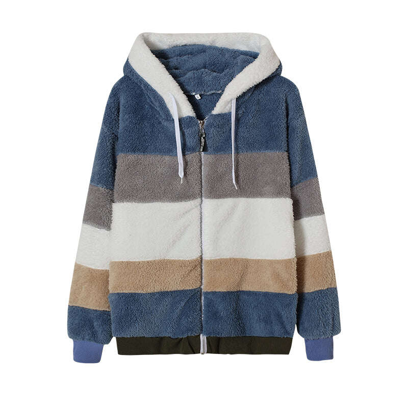 Novo casaco de lã de cordeiro de Outono/Inverno 2022 com bolsos com fecho de correr e capuz