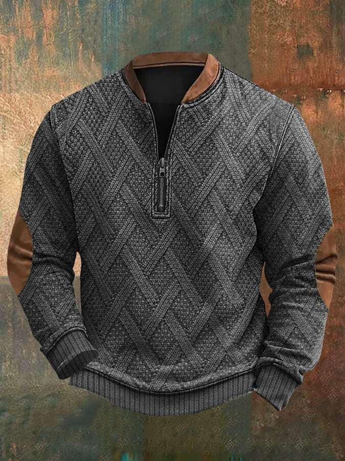Moletom masculino com zíper e estampa retrô western