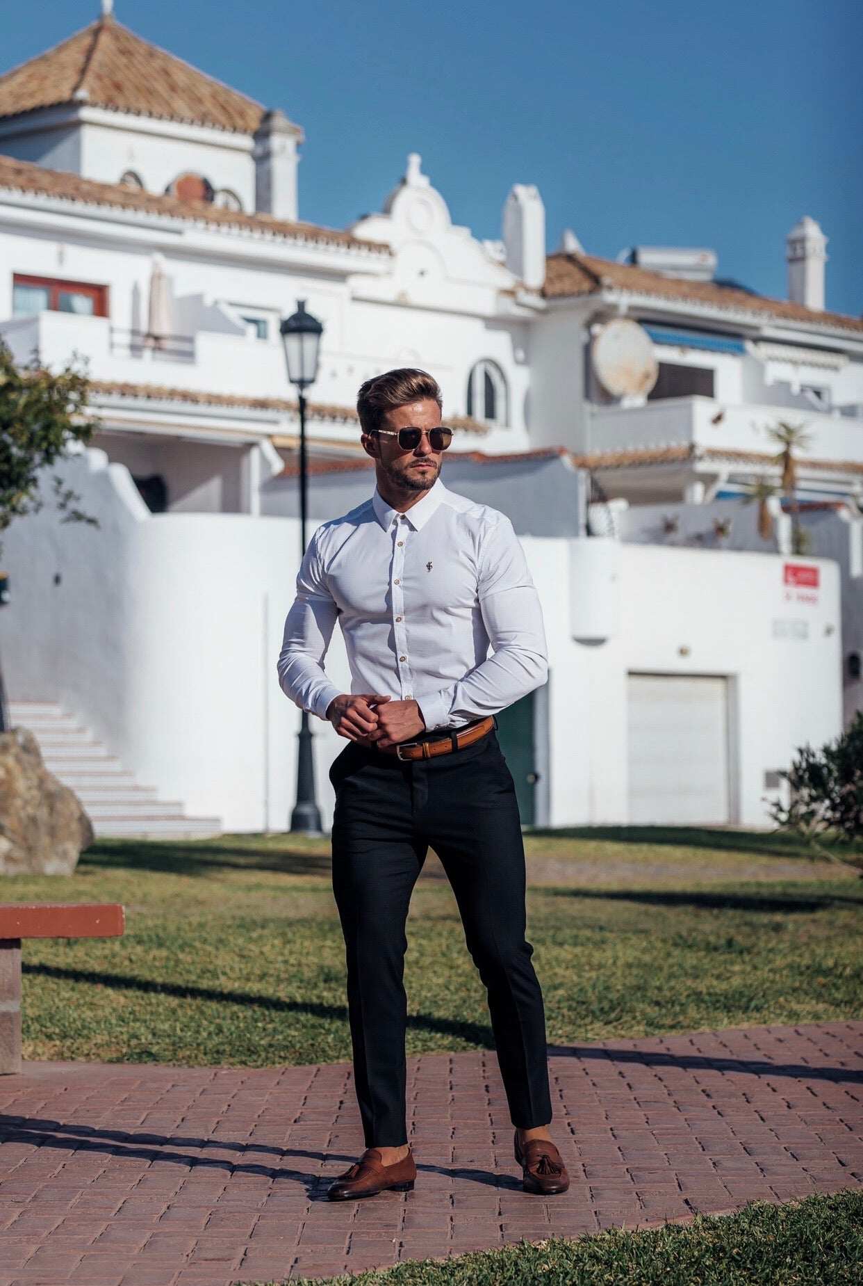 Father Sons Slim Formal Black Stretch Trousers - FST001