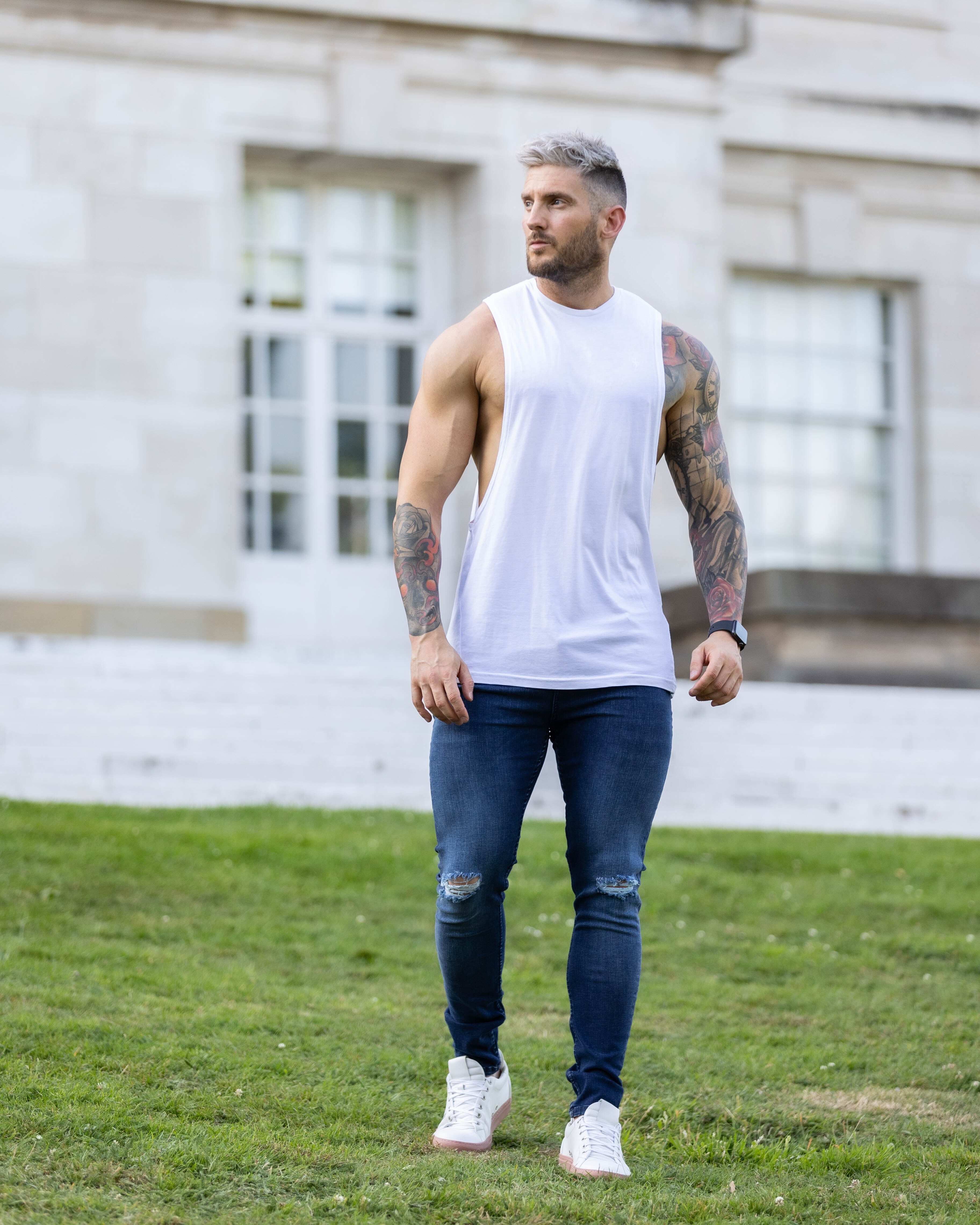 Father Sons Ultra Stretch Navy Slim Jeans with Knee Rips - FSJEAN004