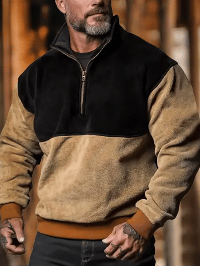 Ανδρικό vintage φούτερ με γιακά με western print στα κουμπιά