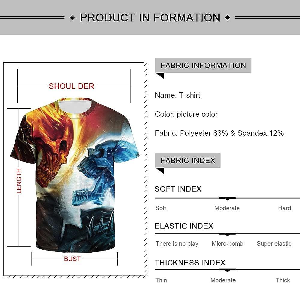 Men's 3D Print Skull T-Shirt 3D Creative Print Short Sleeve T-Shirt Casual Round Neck Novelty Street Fashion Tees Shirt