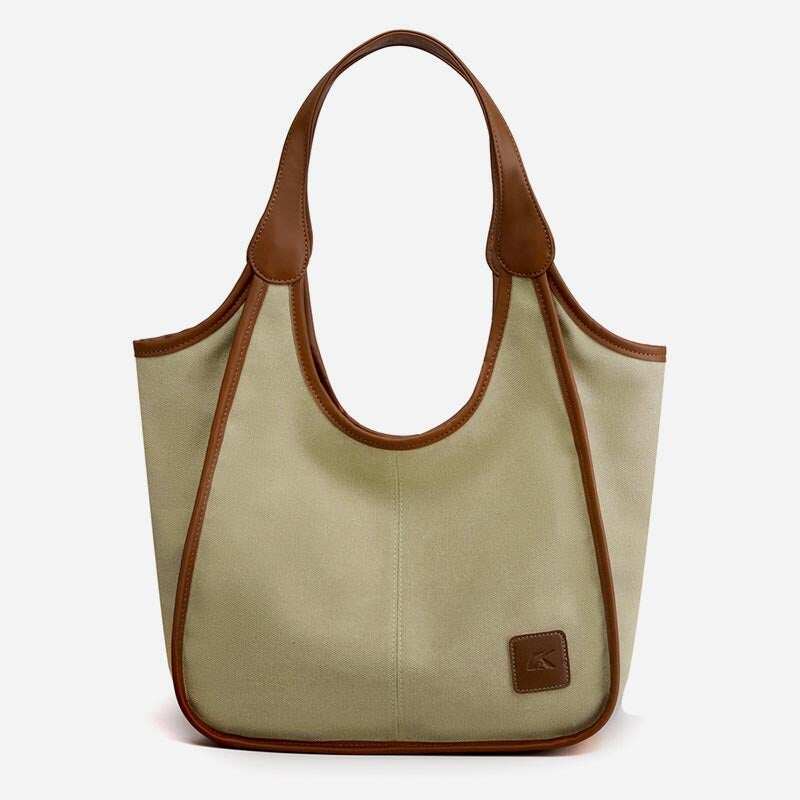 Bolsa de ombro retrô simples feminina, leve, espaçosa, bolsa de lona vintage