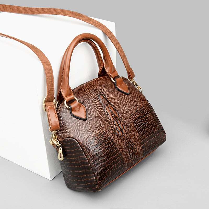 2024 Bolsa crossbody feminina com padrão de crocodilo