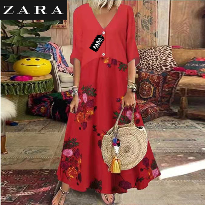 NOVO VESTIDO LONGO ZARA DE VERÃO COM DECOTE EM V