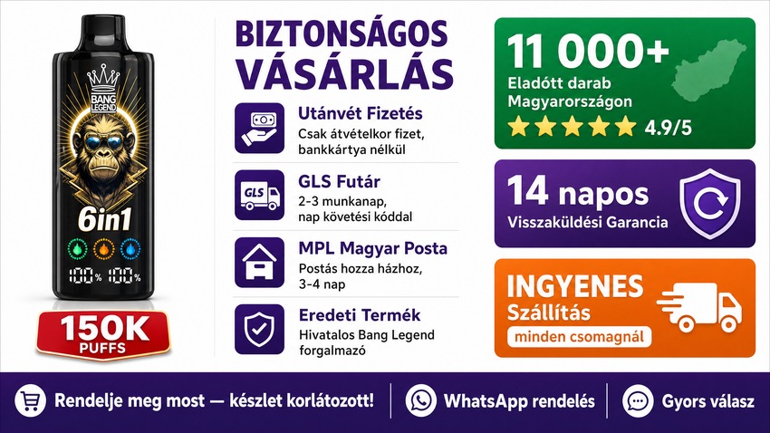 Bang Legend 150K utánvét fizetés GLS futár MPL Magyar Posta házhoz szállítás