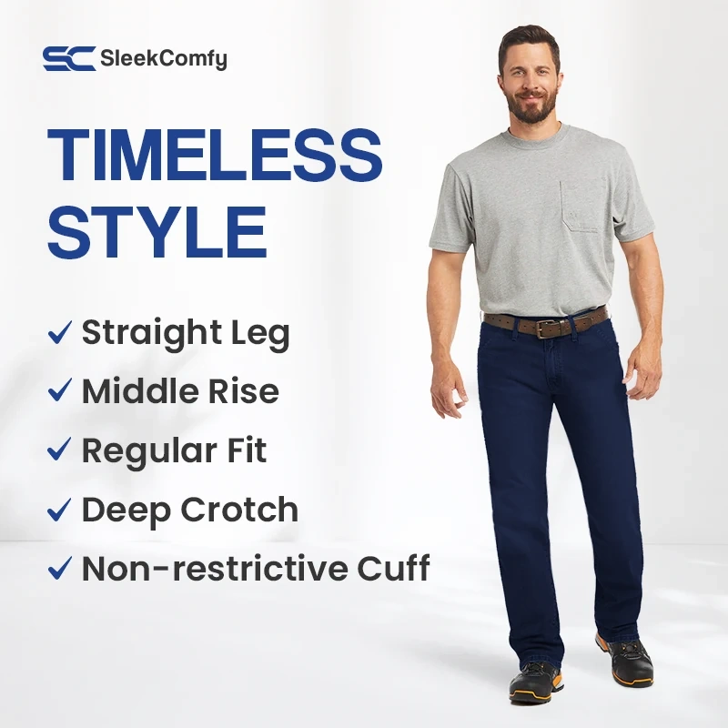 SleekComfy - Calça jeans reta com ajuste regular e conforto para o dia todo